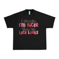 Black i promise i'm nicer than my face looks Urban Heavy Tee - MaliasSmallBusiness