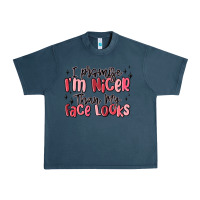 Midnight Navy i promise i'm nicer than my face looks Urban Heavy Tee - MaliasSmallBusiness