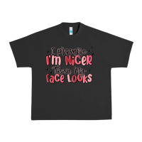 Pigment Black i promise i'm nicer than my face looks Urban Heavy Tee - MaliasSmallBusiness