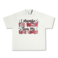 Pistachio i promise i'm nicer than my face looks Urban Heavy Tee - MaliasSmallBusiness