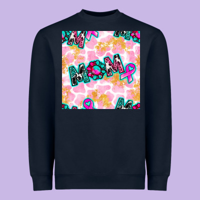 Breast Cancer Awareness Mom With Leopard Patterns Heavyweight Sweatshirt Designed By Bundleandbundleshop