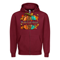 Burgundy pumpkin thankful and blessed Zipper Hoodie - NancyCooperArtShop