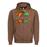 Chestnut pumpkin thankful and blessed Zipper Hoodie - NancyCooperArtShop