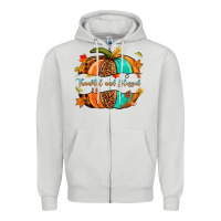 Dove Grey pumpkin thankful and blessed Zipper Hoodie - NancyCooperArtShop