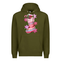 Army Green pink christmas socks Premium Hoodie - CowGirlArtShop