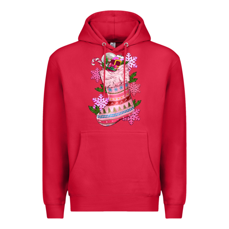 Pink Christmas Socks Premium Hoodie by CowGirlArtShop | Teevron