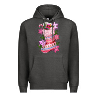 Charcoal Heather pink christmas socks Premium Hoodie - CowGirlArtShop