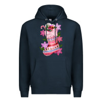 Navy pink christmas socks Premium Hoodie - CowGirlArtShop