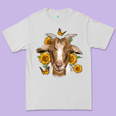 Sunflower Goat Premium Tee Designed By Jasminsmagicworld