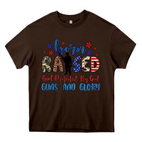 Chocolate Brown born raised and protected by god guns and glory Heavy Core Tee - JahusDesignShop