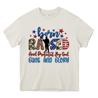 Cream born raised and protected by god guns and glory Heavy Core Tee - JahusDesignShop