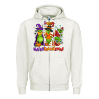 Oatmeal Heather Happy Hallothanksmas Zipper Hoodie - NancyCooperArtShop