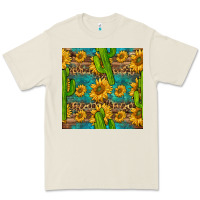 Bone sunflower and cactus seamless pattern Premium Tee - BundleAndBundleShop