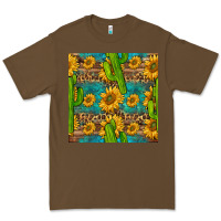 Cacao sunflower and cactus seamless pattern Premium Tee - BundleAndBundleShop