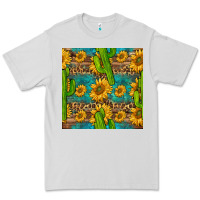 Dove Grey sunflower and cactus seamless pattern Premium Tee - BundleAndBundleShop