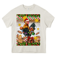 Cream Christmas rooster Heavy Core Tee - Artiststas