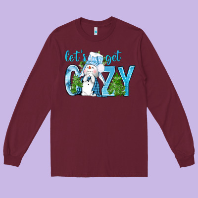 Let's Get Cozy Long Sleeve Tee Designed By Bundleandbundleshop