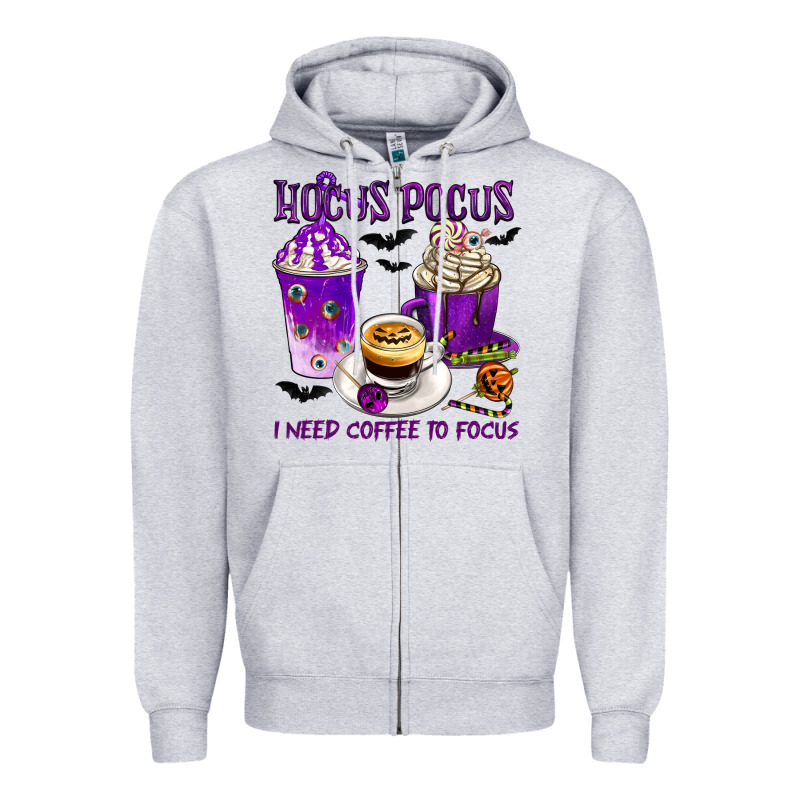 Hocus Pocus I Need Coffee To Focus Zipper Hoodie by texasbilliewilder | Teevron
