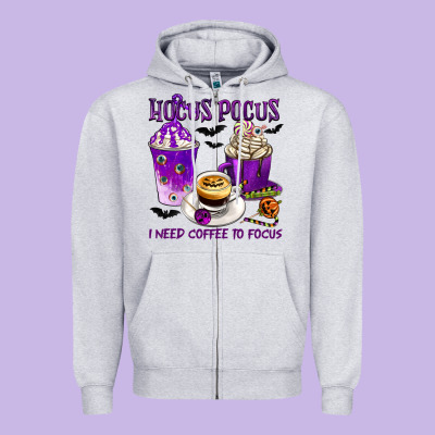 Hocus Pocus I Need Coffee To Focus Zipper Hoodie Designed By Texasbilliewilder
