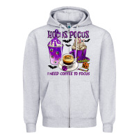 Heather Grey Hocus Pocus I Need Coffee to Focus Zipper Hoodie - texasbilliewilder