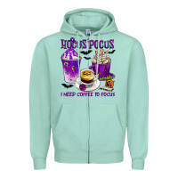 Seafoam Hocus Pocus I Need Coffee to Focus Zipper Hoodie - texasbilliewilder