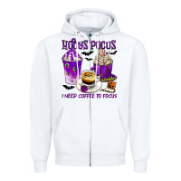 White Hocus Pocus I Need Coffee to Focus Zipper Hoodie - texasbilliewilder