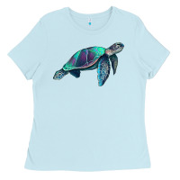 Baby Blue turtle Ladies Tee - RanaPortraitStore
