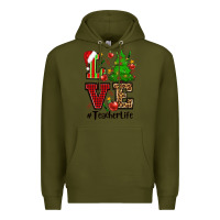 Army Green love teacher life christmas Premium Hoodie - CowGirlArtShop