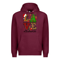 Burgundy love teacher life christmas Premium Hoodie - CowGirlArtShop