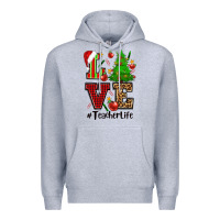 Heather Grey love teacher life christmas Premium Hoodie - CowGirlArtShop