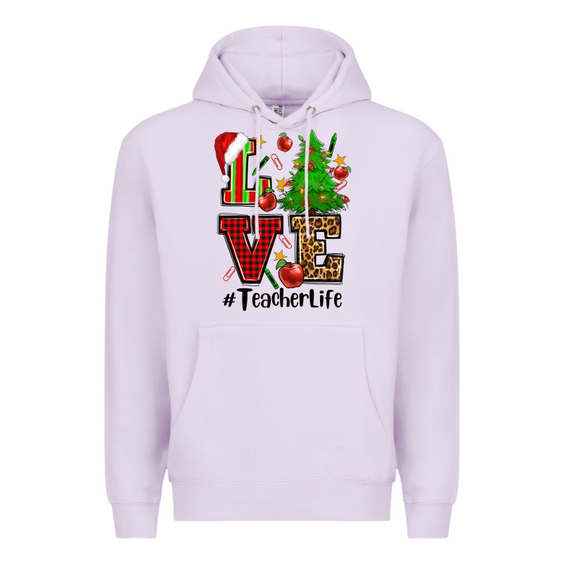 Love Teacher Life Christmas Premium Hoodie by CowGirlArtShop | Teevron
