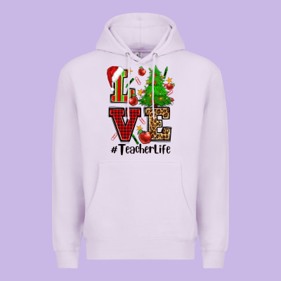 Love Teacher Life Christmas Premium Hoodie Designed By Cowgirlartshop