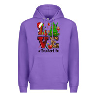 Purple love teacher life christmas Premium Hoodie - CowGirlArtShop