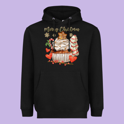Merry Christmas Cupcake Heavyweight Hoodie Designed By Cowgirlartshop