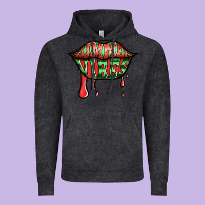 Summer Vibes Watermelon Lips Vintage Hoodie Designed By Jasminsmagicworld