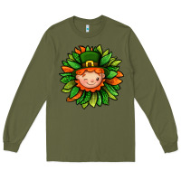 Army Green St. Patricks Sunflower With Dwarf Long Sleeve Tee - BundleAndBundleShop