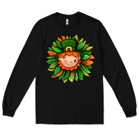 Black St. Patricks Sunflower With Dwarf Long Sleeve Tee - BundleAndBundleShop