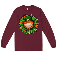 Burgundy St. Patricks Sunflower With Dwarf Long Sleeve Tee - BundleAndBundleShop