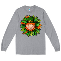 Heather Grey St. Patricks Sunflower With Dwarf Long Sleeve Tee - BundleAndBundleShop