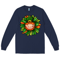 Navy St. Patricks Sunflower With Dwarf Long Sleeve Tee - BundleAndBundleShop
