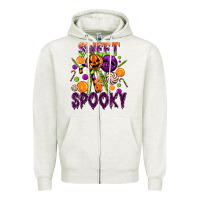 Oatmeal Heather Sweet and Spooky Zipper Hoodie - texasbilliewilder