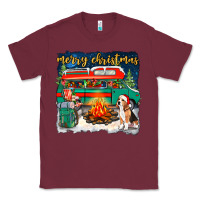 Burgundy merry christmas with camper van Classic Tee - NancyCooperArtShop