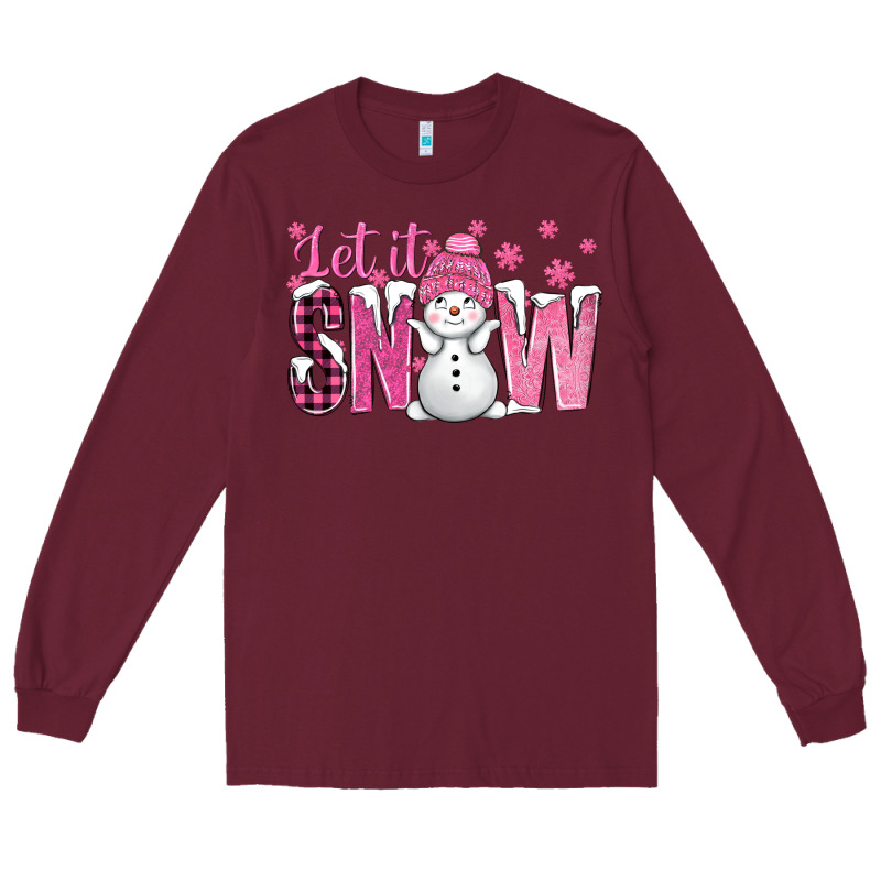 Pink Let It Snow With Cute Snowman Long Sleeve Tee by BundleAndBundleShop | Teevron