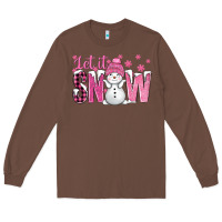 Chestnut Pink Let It Snow With Cute Snowman Long Sleeve Tee - BundleAndBundleShop