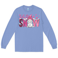 Colony Blue Pink Let It Snow With Cute Snowman Long Sleeve Tee - BundleAndBundleShop