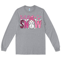 Heather Grey Pink Let It Snow With Cute Snowman Long Sleeve Tee - BundleAndBundleShop