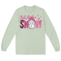 Matcha Pink Let It Snow With Cute Snowman Long Sleeve Tee - BundleAndBundleShop