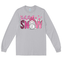 Moon Dust Pink Let It Snow With Cute Snowman Long Sleeve Tee - BundleAndBundleShop