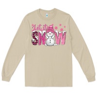 Mushroom Pink Let It Snow With Cute Snowman Long Sleeve Tee - BundleAndBundleShop