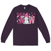 Plum Pink Let It Snow With Cute Snowman Long Sleeve Tee - BundleAndBundleShop